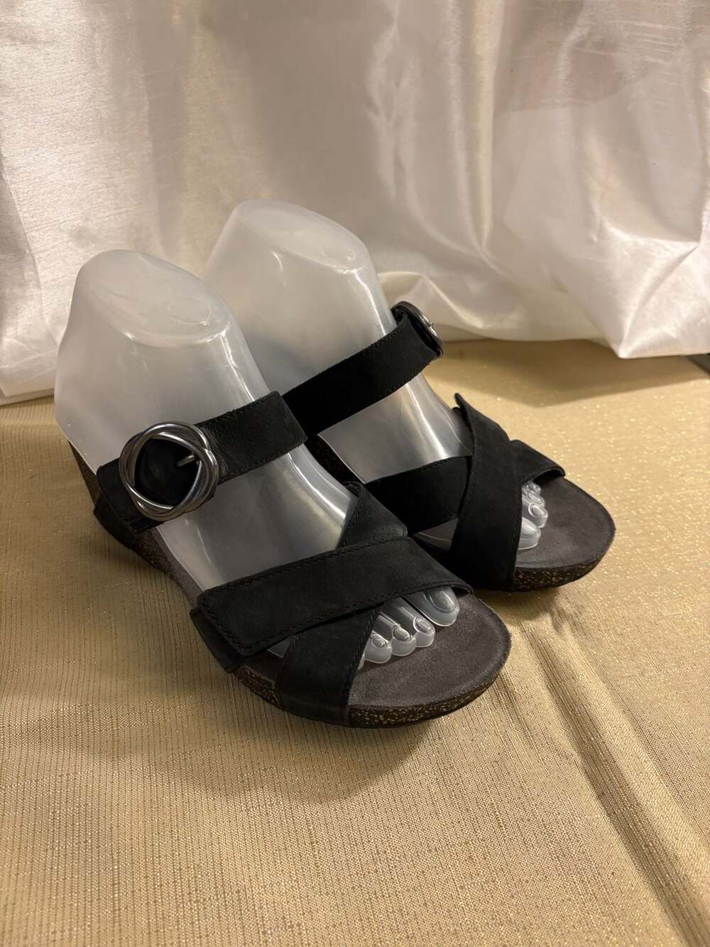 Dansko Susie Wedge Sandals Black Nubuck Size 39